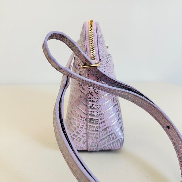 BRAHMIN MINI SIDNEY METALLIC VIOLET WONDERLAND MELBOURNE LEATHER CROSSBODY $225 - Picture 2 of 10